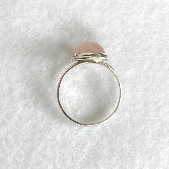 Sterling Silver 925 Round Pink Rose Quartz Cabochon Split Shank Ring Size 8.5 - Picture 14 of 16